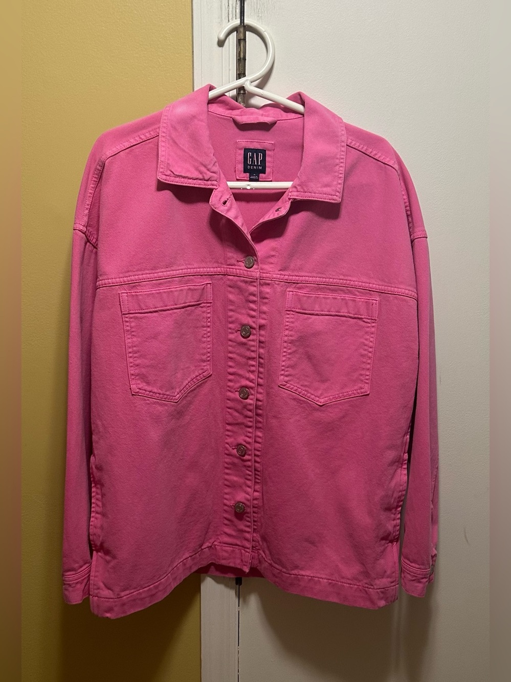 GAP Denim Bright Pink Oversized Trucker Shacket Jacket (M)
